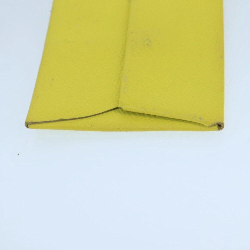 HERMES Bastia Coin Purse Leather Yellow Silver Auth ar12907 - Picture 6 of 16